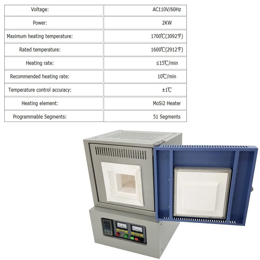 Лабораторная печь AC110V/60Hz Lab Integrated Resistance Furnace 1700°C Muffle Fu — фото лота 1