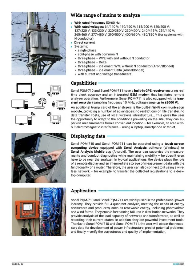 Анализатор Sonel PQM-711 Power Quality Analyzer TRMS 1000V WiFi 10 MHz Sampling  — фото лота 2