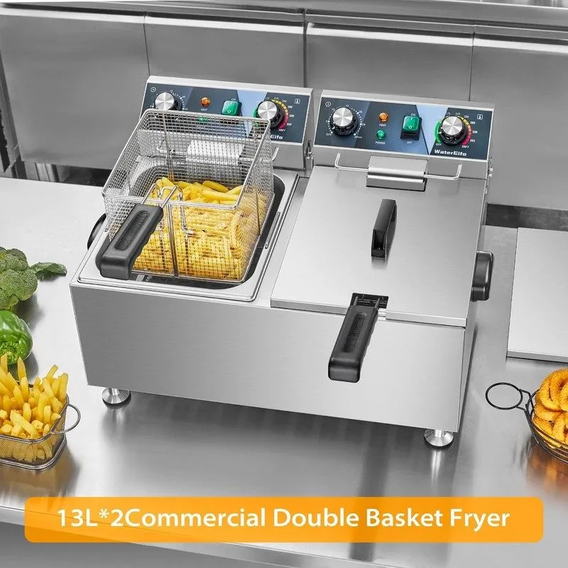Фритюрница Deep Fryer Commercial Deep Fryers With Basket13Lx2 13.7Qt x 2 Thicken — фото лота 1