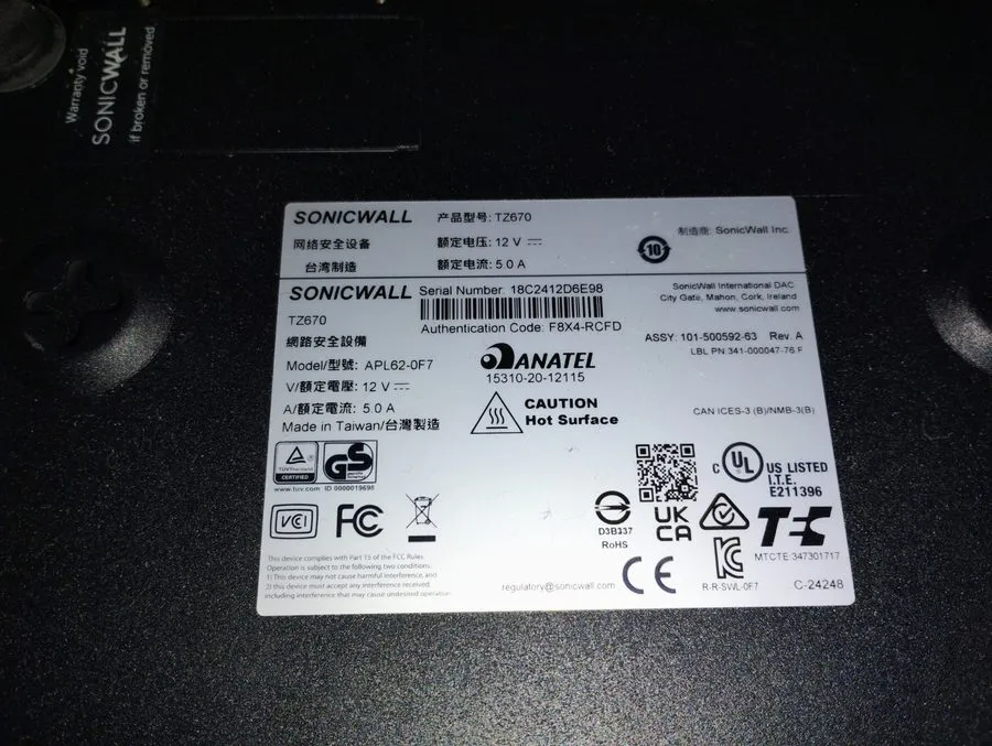Межсетевой экран SonicWall TZ670 Network Security/Firewall Appliance