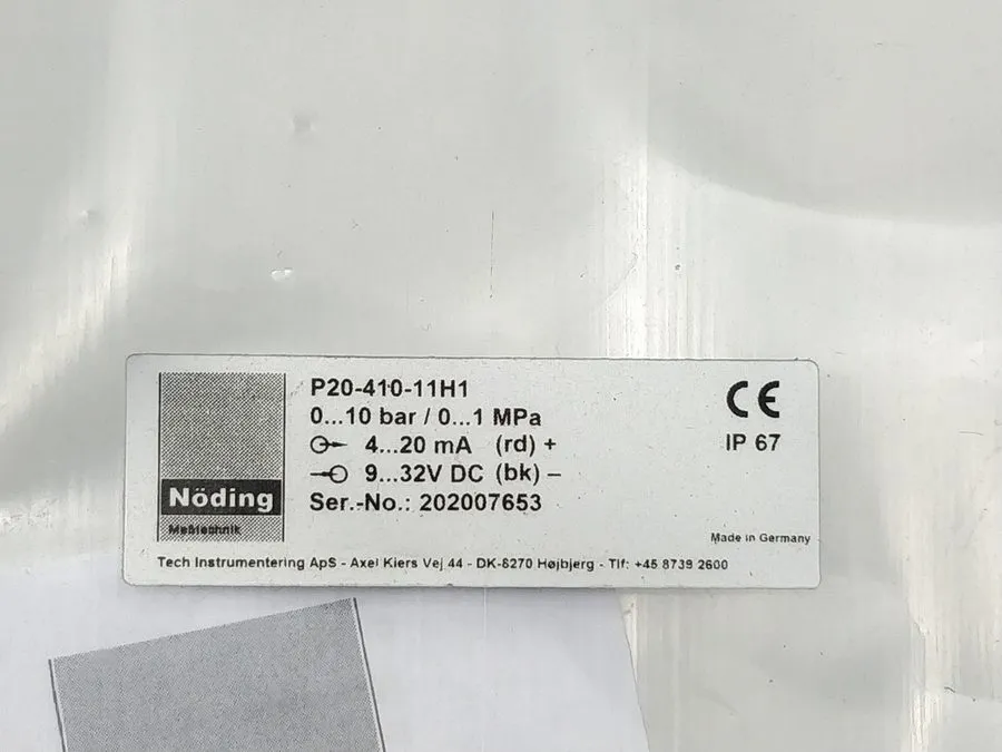 Датчик давления Nöding P20-410-11H1 Operating Instructions Pressure Transmitter