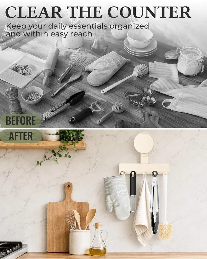 Вакуумная присоска 5-Hook Suction Cup Shower Rack, Wall Organizer