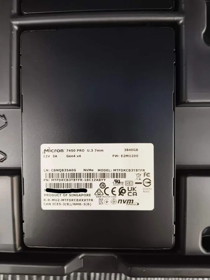 SSD-накопитель Micron 7500 PRO 3.84TB SSD U.3 Gen4X4 Nvme MTFDKCC3T8TGB 14.0PTBW