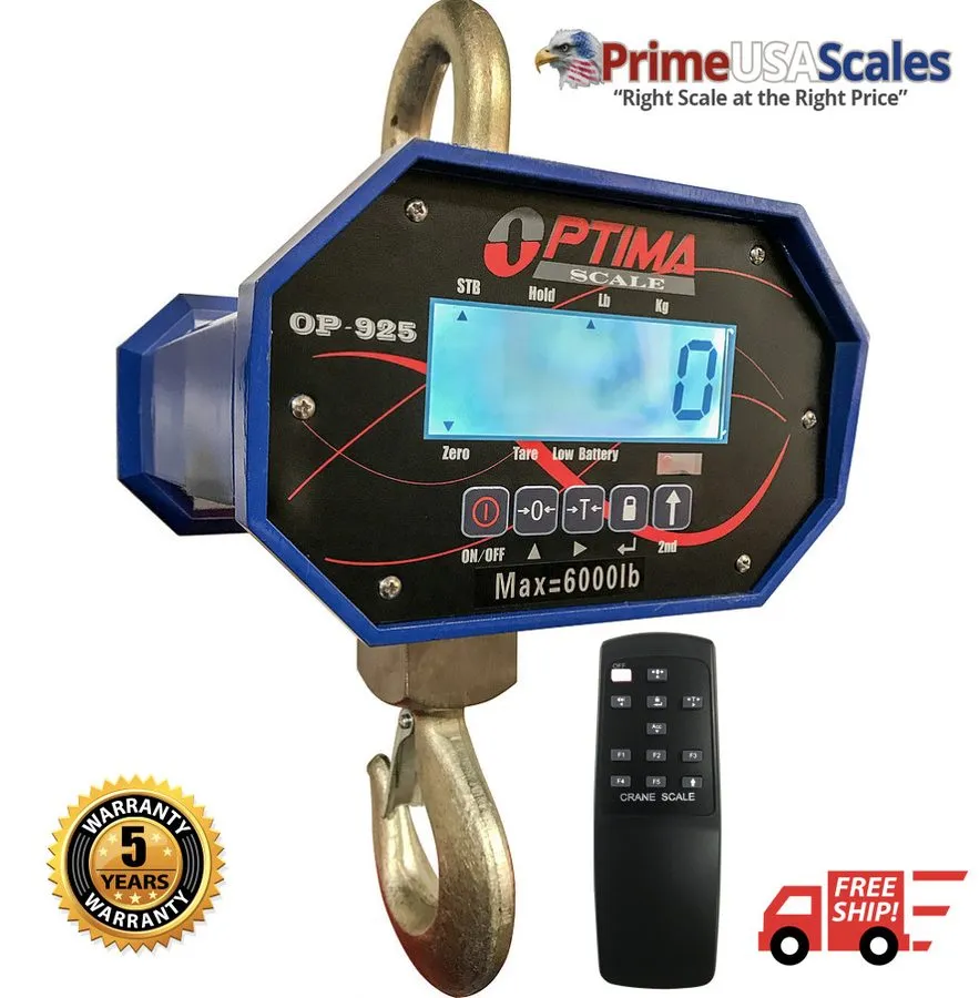 Весы Optima Scale OP-925 6,000 Digital Heavy Duty Industrial Hanging LCD Crane S