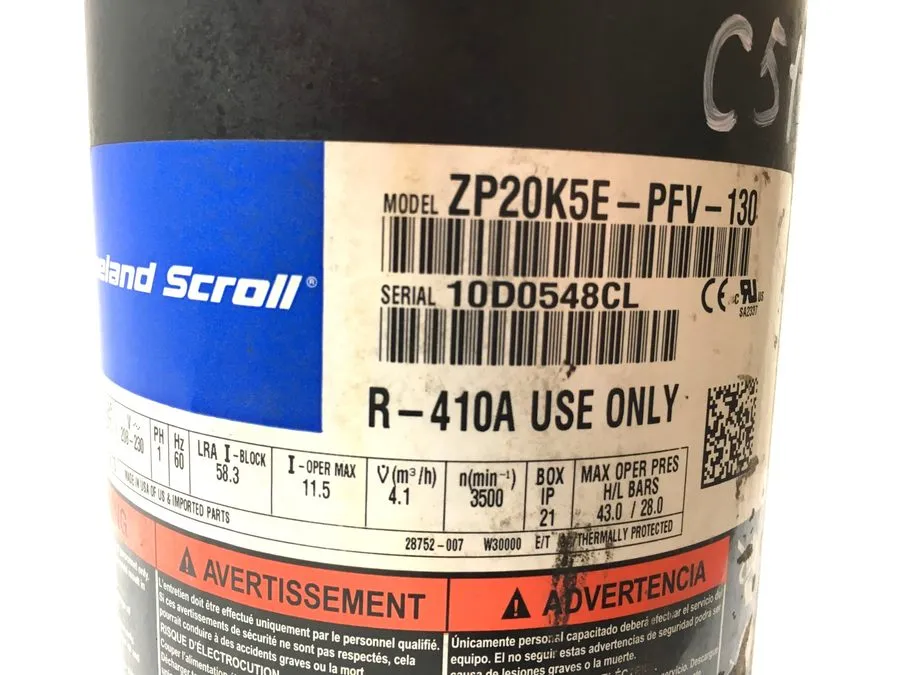 Компрессор Copeland ZP20K5E-PFV-130 Scroll Compressor 2 Ton 208-230V 1PH 20000 B
