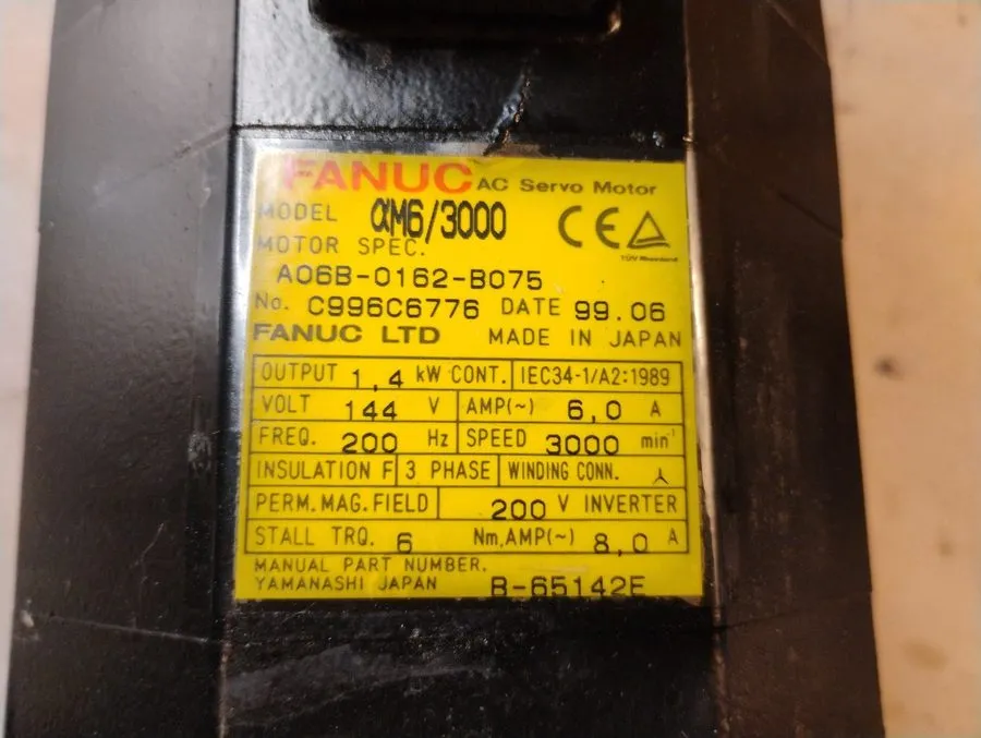 Серводвигатель FANUC A06B-0162-B175 AM6/3000 AC Servo Motor 6.0A 3000rpm 144V B-