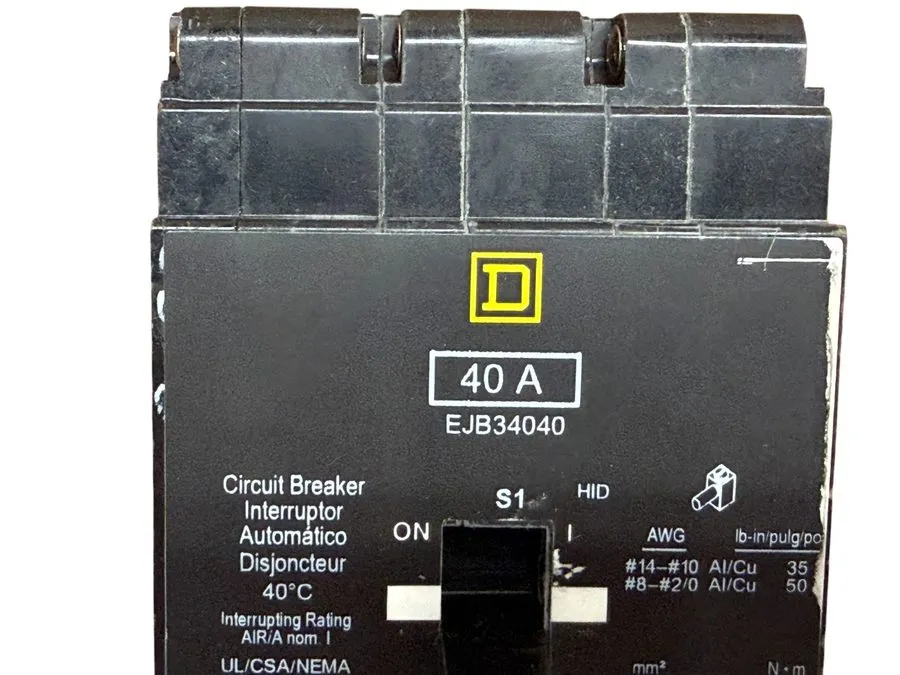 Автоматический выключатель Square D EJB34040 40A 3-Pole 480V Circuit Breaker I-L — фото лота 2