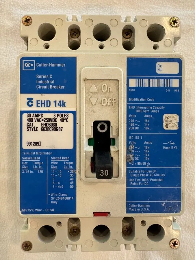 Автоматический выключатель Take Out EATON EHD3030 3 Pole 30 AMP 14kA@480v EHD14k
