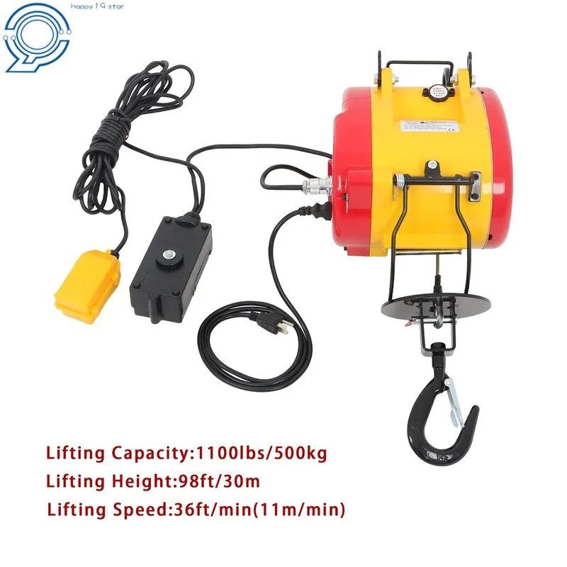 Таль 1100 Lbs/500kg 2in1 Electric Hoist Winch with Wire and Wireless Remote Cont