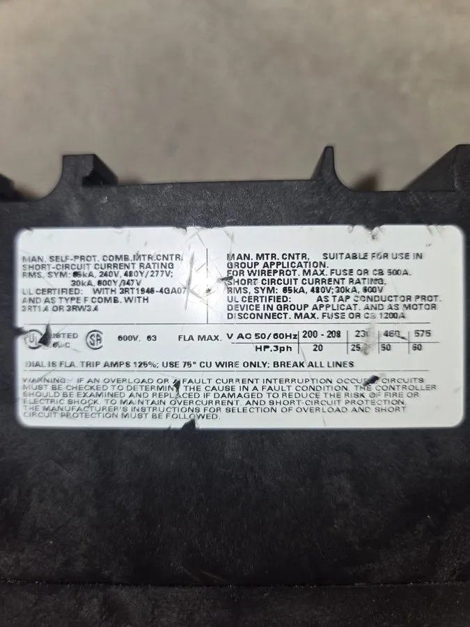 Автоматический выключатель Siemens 3RV1041-4JA10 45-63A Motor Protection Circuit