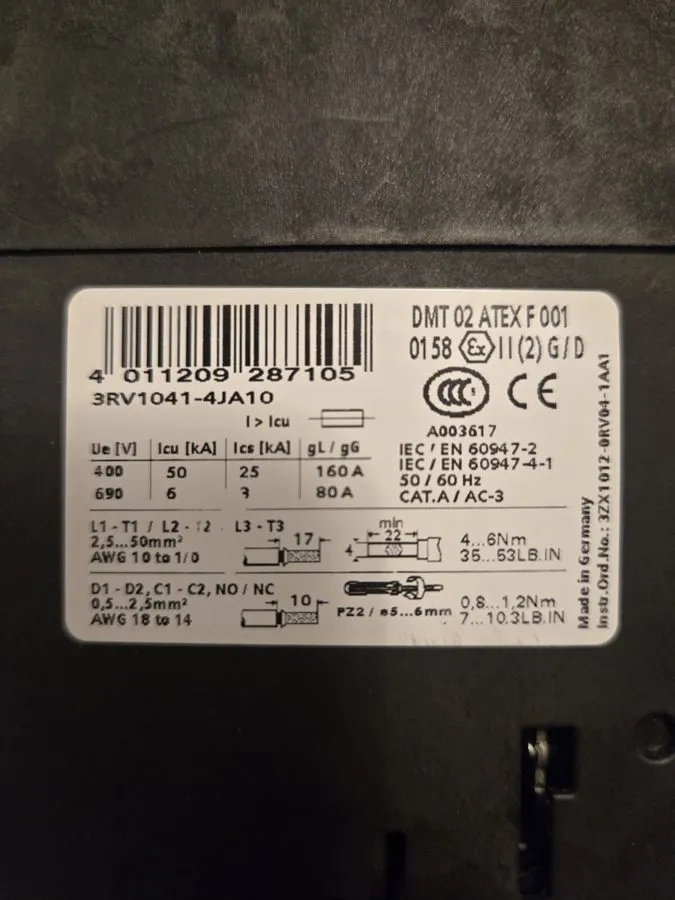 Автоматический выключатель Siemens 3RV1041-4JA10 45-63A Motor Protection Circuit — фото лота 2