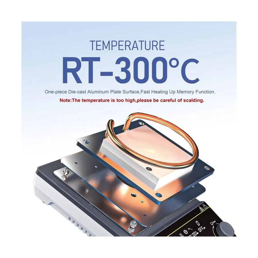 Магнитная мешалка Magnetic Stirrer Hot Plate Stirrer LCD Display 300℃ Max.5L 5.9 — фото лота 2