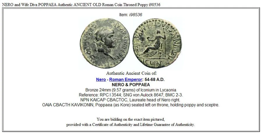 Лабораторный прибор NERO and Wife Diva POPPAEA Authentic ANCIENT OLD Roman Coin  — фото лота 2
