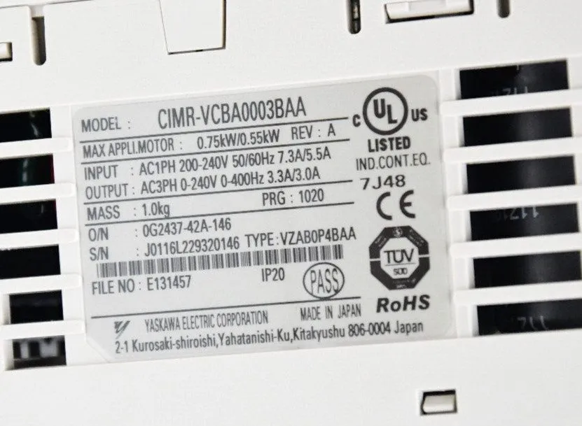 Частотный преобразователь YASKAWA V1000 CIMR-VCBA0003BAA 0.75kw 200v-240v invert