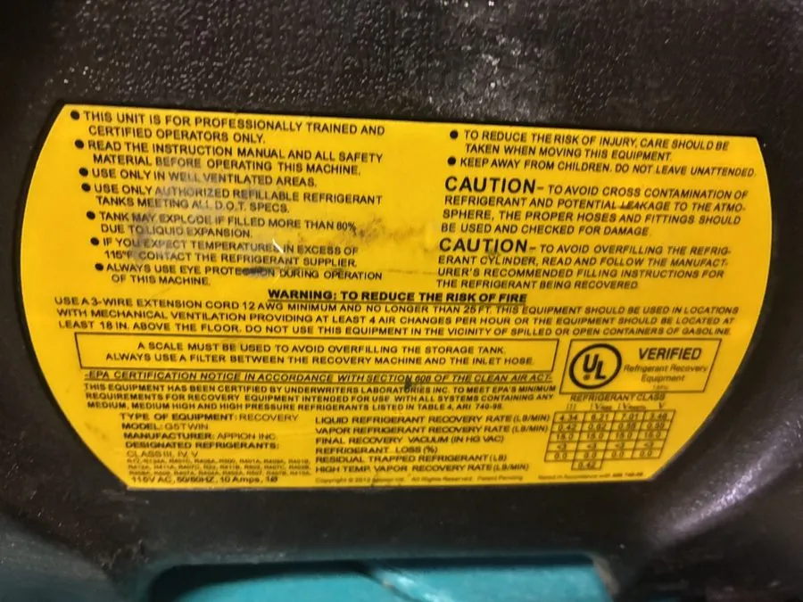 Станция обслуживания кондиционеров Appion G5TWIN Refrigerant Recovery Machine
