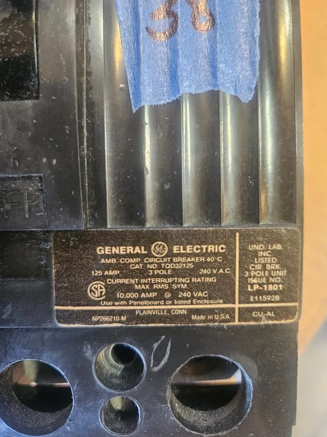 Автоматический выключатель General Electric GE TQD32125 Circuit Breaker 125A 3 P — фото лота 1