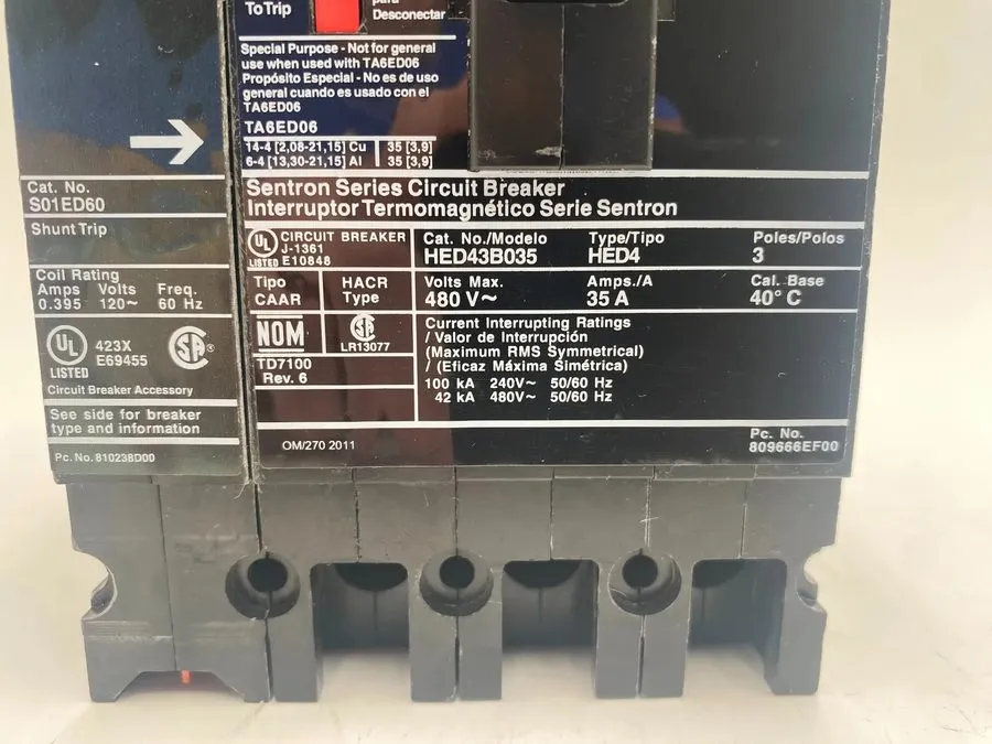 Автоматический выключатель Siemens HED43B035 Sentron Series Circuit Breaker 35A 