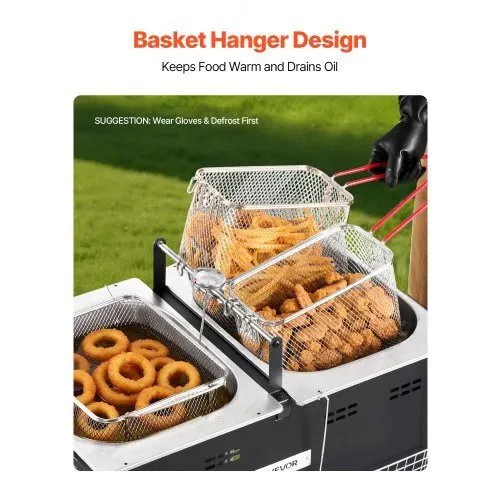 Фритюрница 16QTx2 Outdoor Propane Deep Fryer Commercial Free Standing Cooker 2 T — фото лота 1