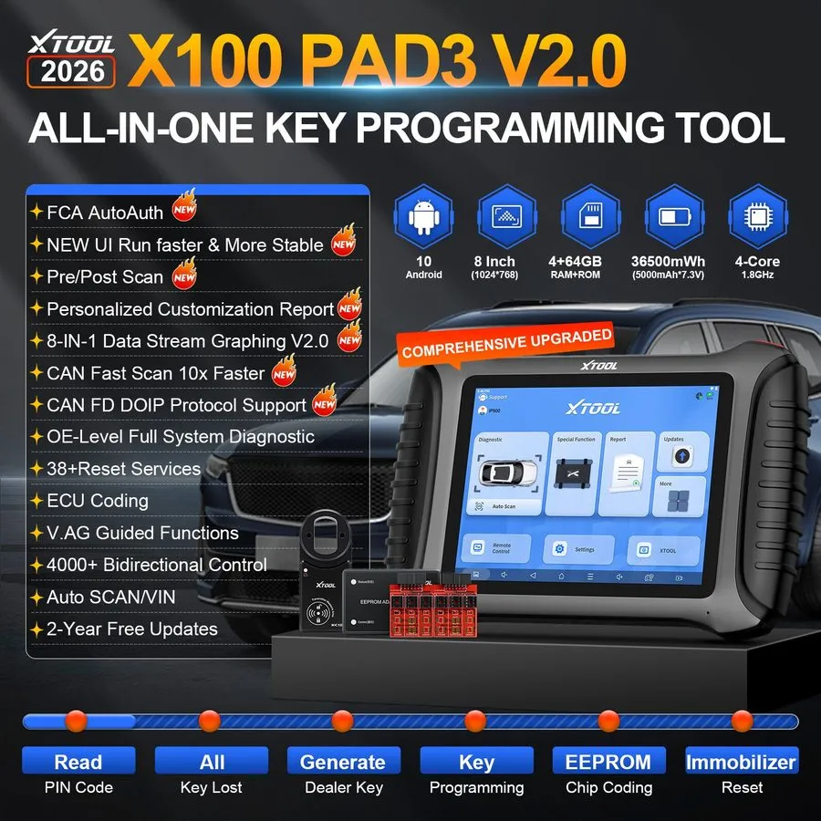 Диагностический сканер 2026 XTOOL X100PAD3 Professional Program Tool Car Diagnos — фото лота 1