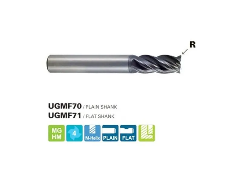 Режущий инструмент 1/2 " 4-FL Corner R.060 Multi-Helix Carbide End Mill, YG1 UGM