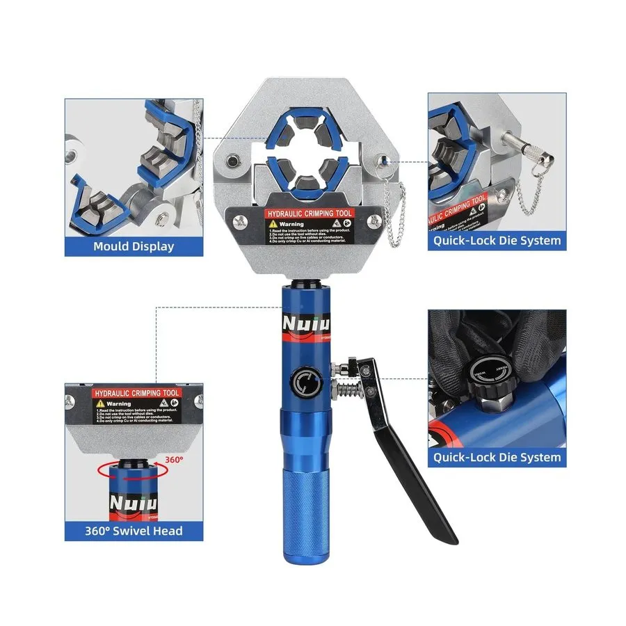 Трубопроводная арматура Nuiu FS-7842A Hydraulic Hose Crimper Kit 8T 17 inches x 
