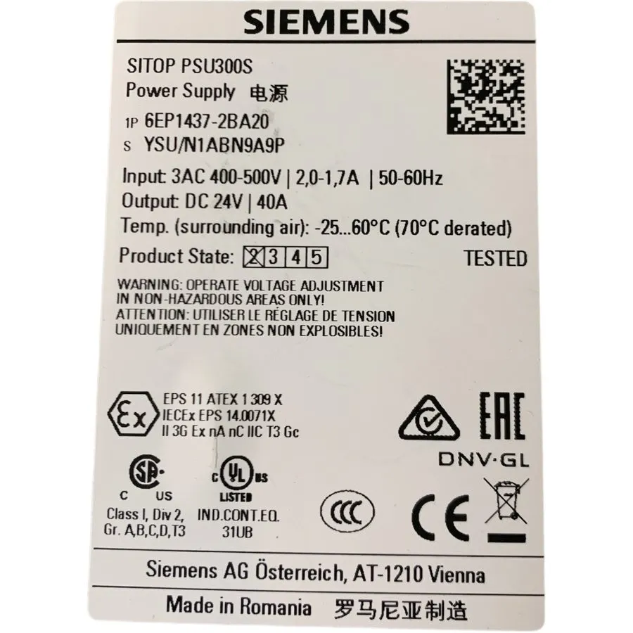 Блок питания Siemens Sitop Psu300s Power Supply 6EP1437-2BA20