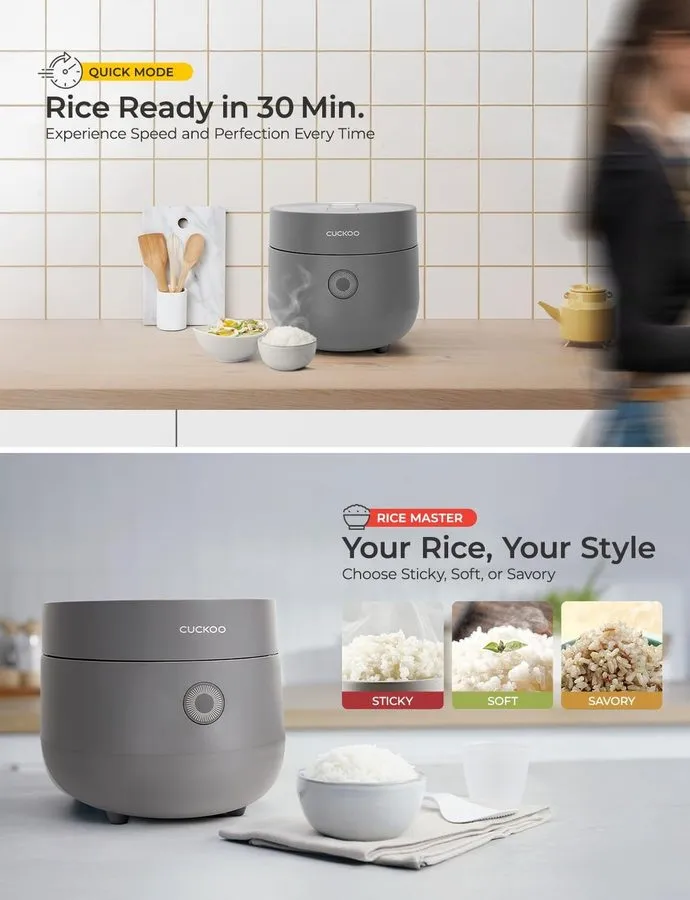 Рисоварка CUCKOO Micom Fuzzy Logic Rice Cooker, 12-Cup Cooked, Gray, CR-0675FG — фото лота 4