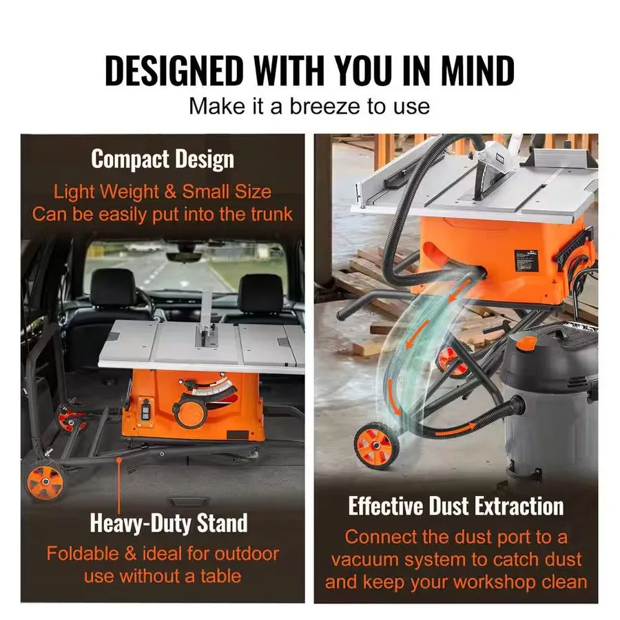 Оборудование ЧПУ 10-in 15-Amp Table Saw with Foldable Stand, 25-in Rip Capacity  — фото лота 2