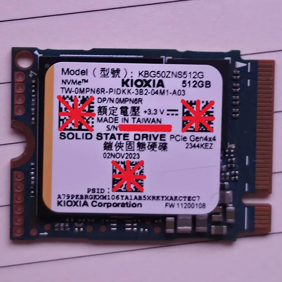 SSD-накопитель KIOXIA KBG50ZNS512G NVMe 512GB M.2 2230 PCIe Gen4x4 Internal SSD
