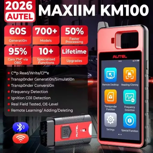 Диагностический сканер Autel Scanner MaxiIM KM100, 2026 Key FOB Programming Car 