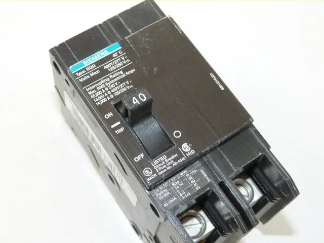 Автоматический выключатель Siemens BQD240 2p 40a 240/480v Circuit Breaker 1-yr