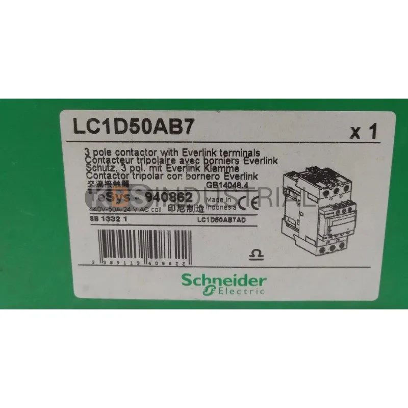 Контактор Schneider LC1D50AB7 TeSys D Magnetic Contactor 50A 24V AC