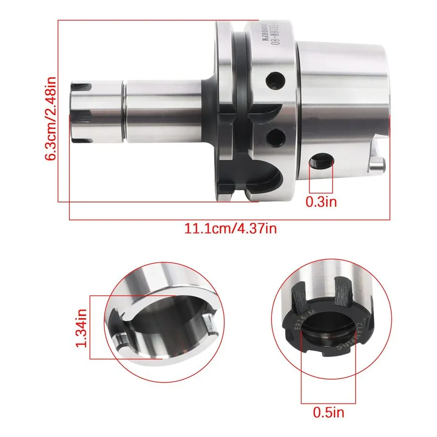 Режущий инструмент HSK63A-ER16-80 Collet Chuck Set 3.25" G2.5 24000rpm High Spee