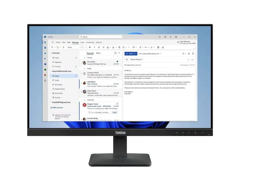 Монитор Lenovo ThinkVision S24-4e 24" Class Full HD LED Monitor 16:9 Raven Black