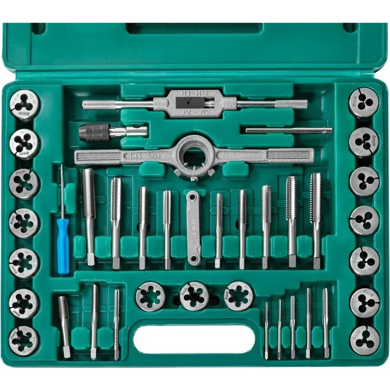 Режущий инструмент T34073 39-Pc. SAE M2 HSS Tap & Die Set — фото лота 1