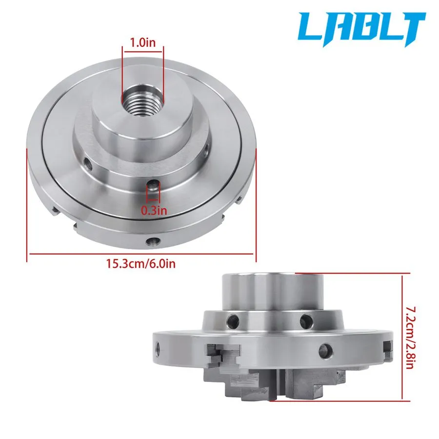 Режущий инструмент LABLT 6" 4-Jaws Self-Centering Lathe Chuck Steel 1"×8TPI Thre