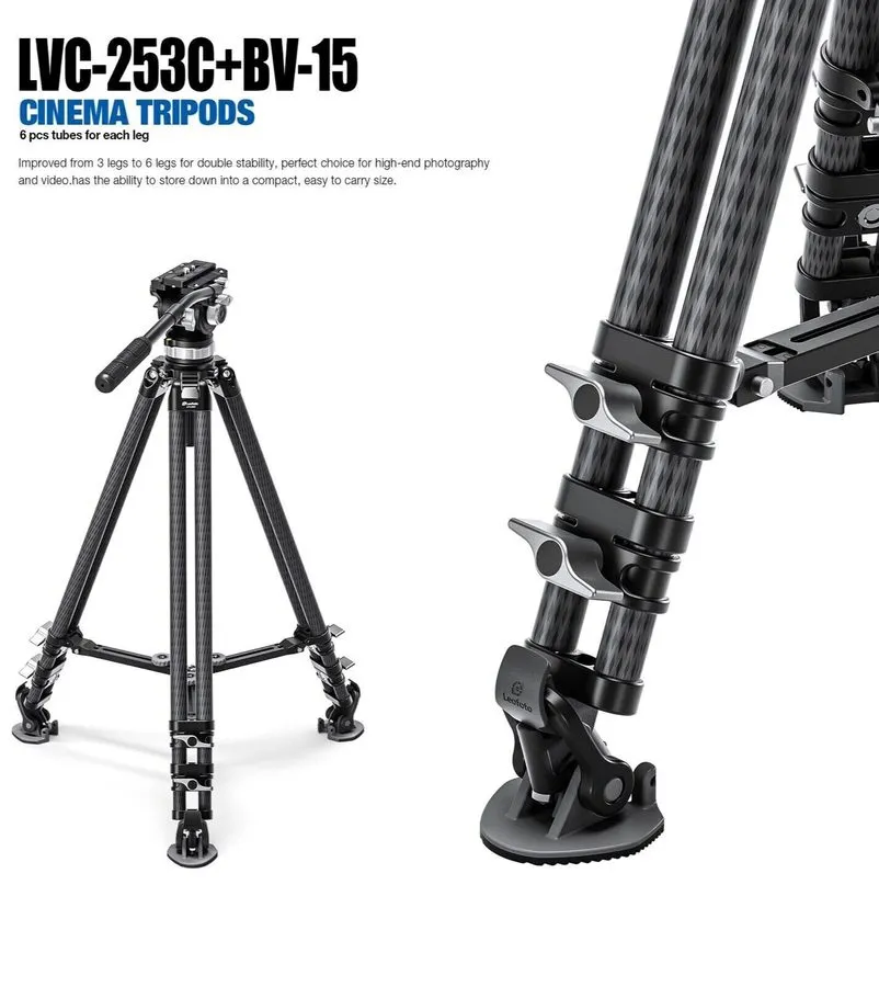 Оборудование видеонаблюдения OPEN Leofoto LVC-253C+BV-15 Twin Leg Video Tripod w