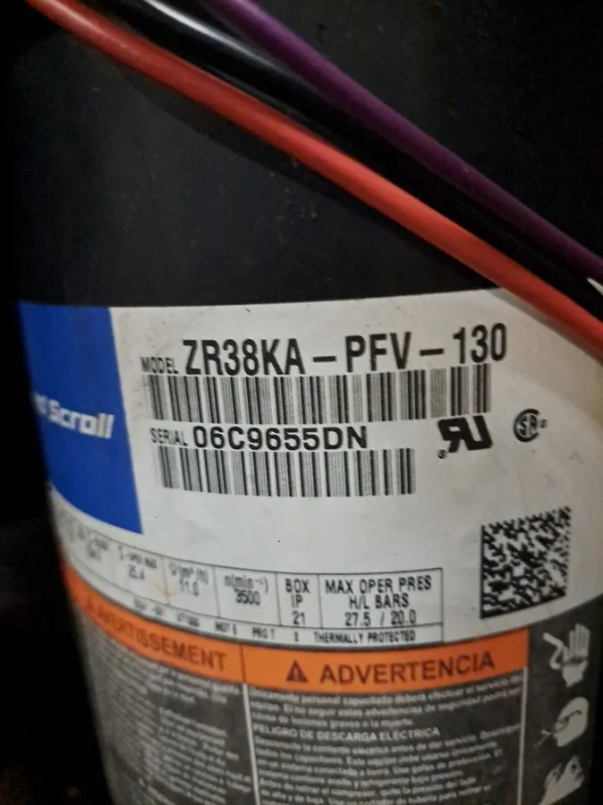 Компрессор ZR38KA-PFV-130 Copeland 3 Ton Scroll A/C Condenser Compressor R-22 1p