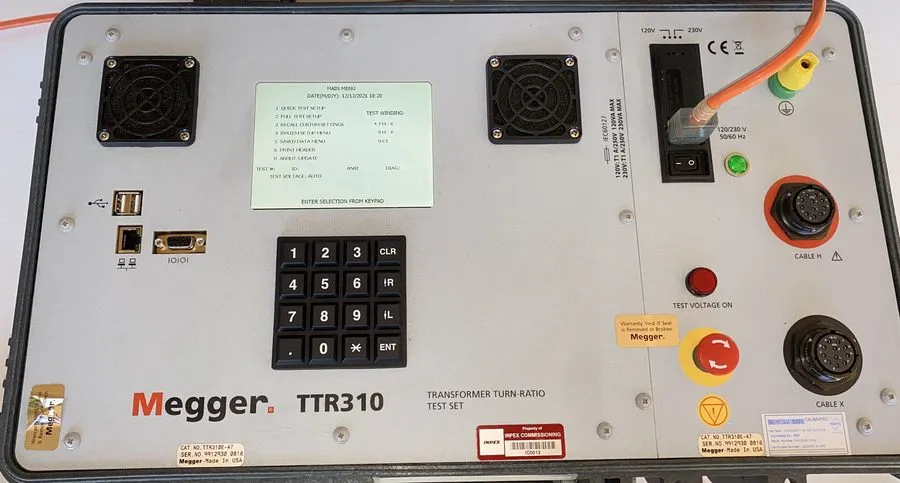 Тестер Megger TTR310 3-Phase Transformer Turn Ratio test Set IMMACULATE — фото лота 1