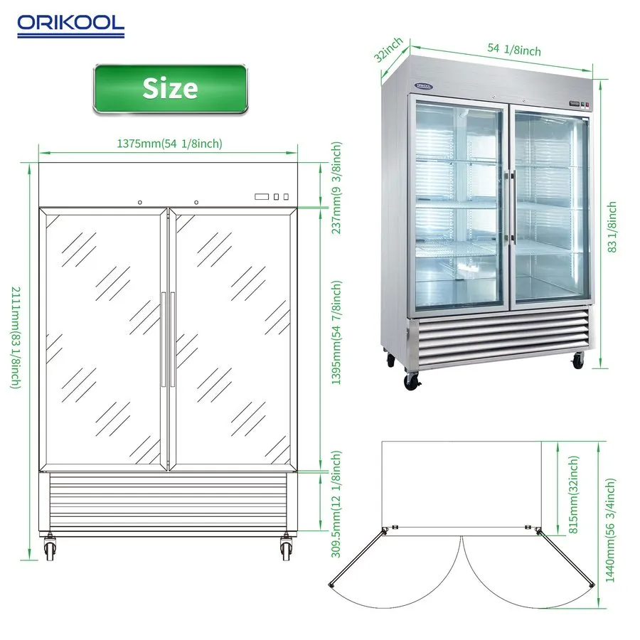 Холодильный шкаф 54in Stainless Steel Reach-in Merchandiser Refrigerators 2-Glas
