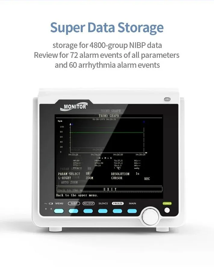 Электрокардиограф SR6000 Patient Monitor ICU CCU Vital Signs ECG,NIBP,SPO2,PR,TE — фото лота 2