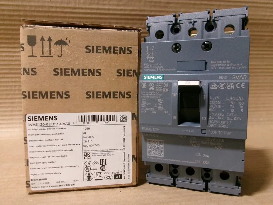 Автоматический выключатель Siemens SENTRON 3VA5120-6ED31-0AA0 125H 20A 3P Circui