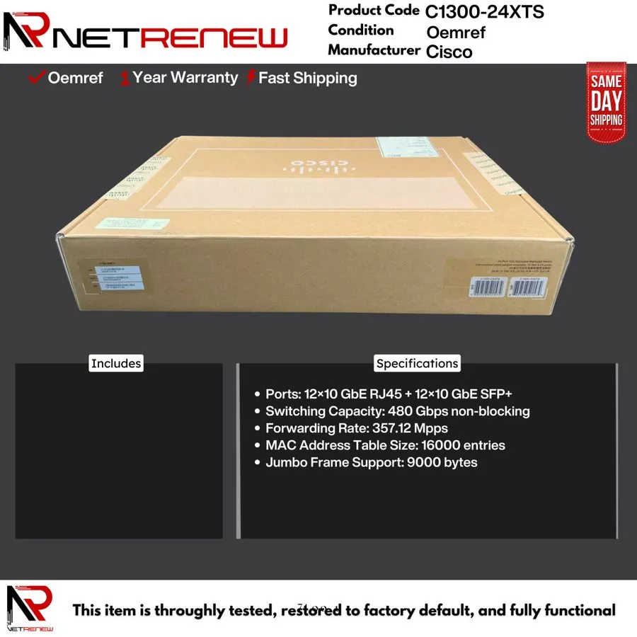 Коммутатор Cisco Catalyst C1300-24XTS 24-Port 10G RJ45/SFP+ Managed Network Swit