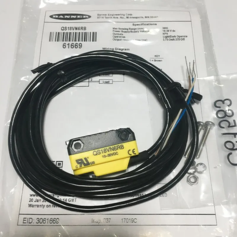 Фотоэлектрический датчик BANNER QS18VN6RB Photoelectric Switch Sensor 61669