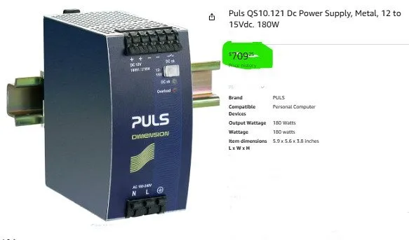 Блок питания PULS Dimension Series Model QS10.121 DIN Rail Power Supply 12VDC 15 — фото лота 1