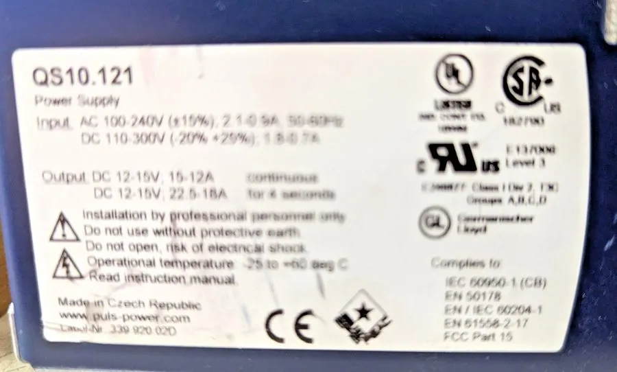 Блок питания PULS Dimension Series Model QS10.121 DIN Rail Power Supply 12VDC 15 — фото лота 2