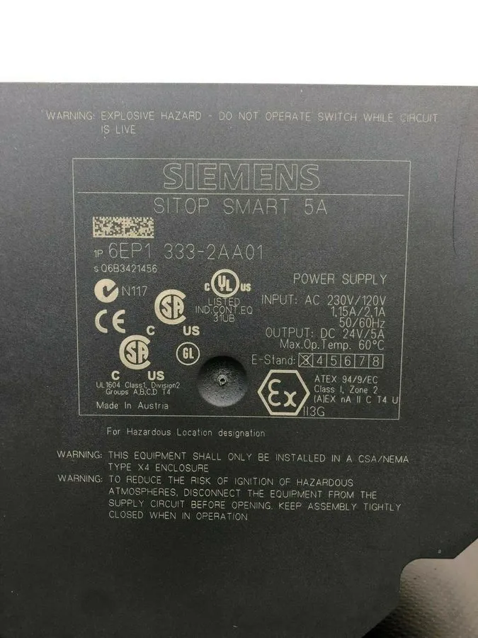 Блок питания Siemens 6EP1 333-2AA01 SITOP SMART 1AC/24VDC/5A Power Supply