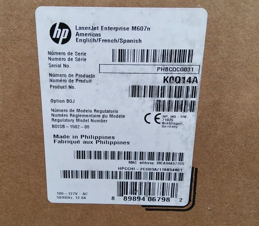 Лазерный принтер HP LaserJet Enterprise M607 K0Q14A Desktop Laser Printer OPEN R