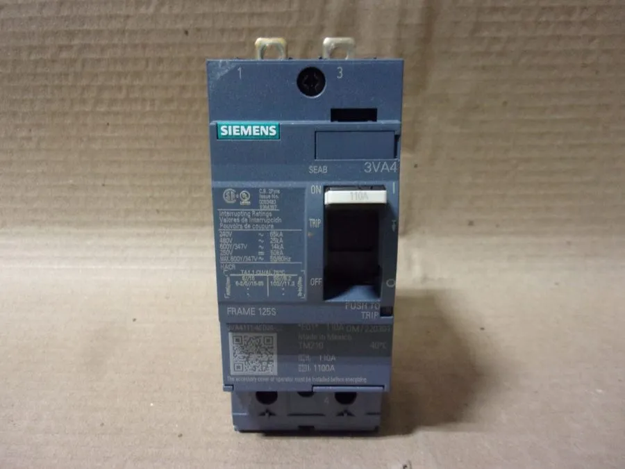 Автоматический выключатель Siemens 3VA4111-4ED24-0AA0 2Pole 110 Amp 3VA4 480V 25