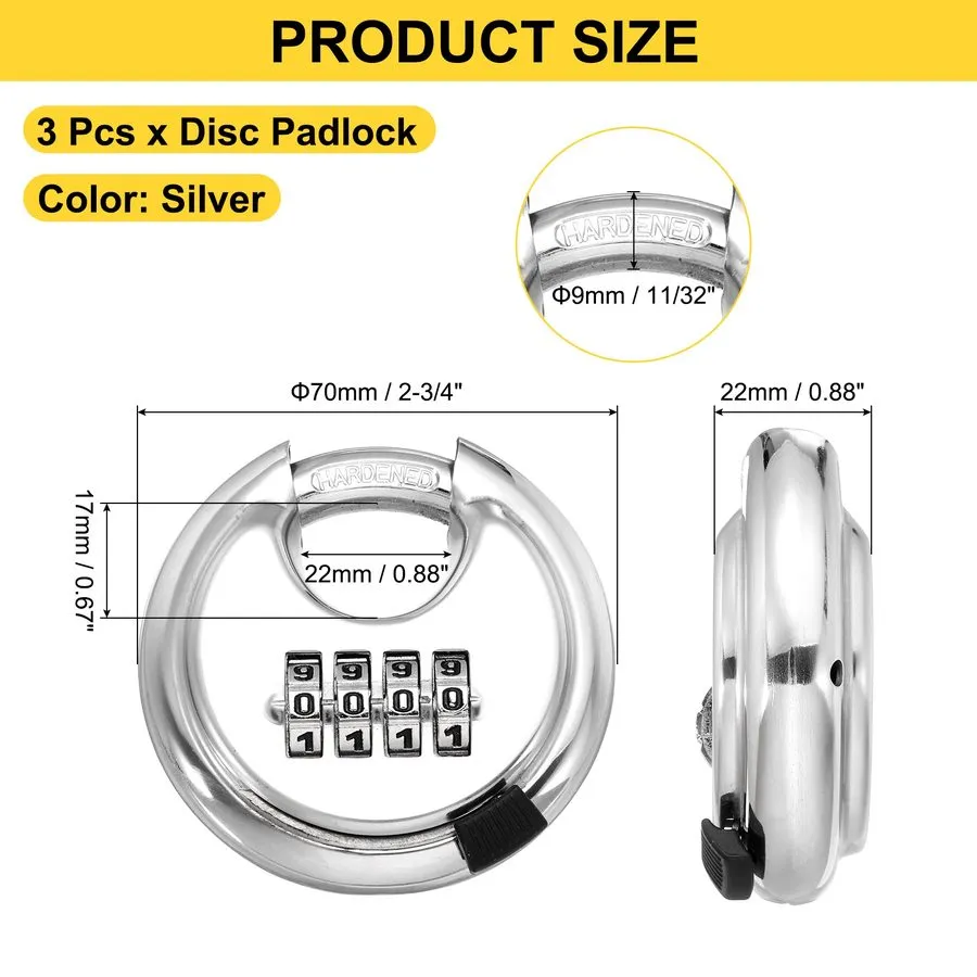 Такелажная скоба Combination Disc Padlock, (3/8" Shackle, Silver) 4-Digit Code L